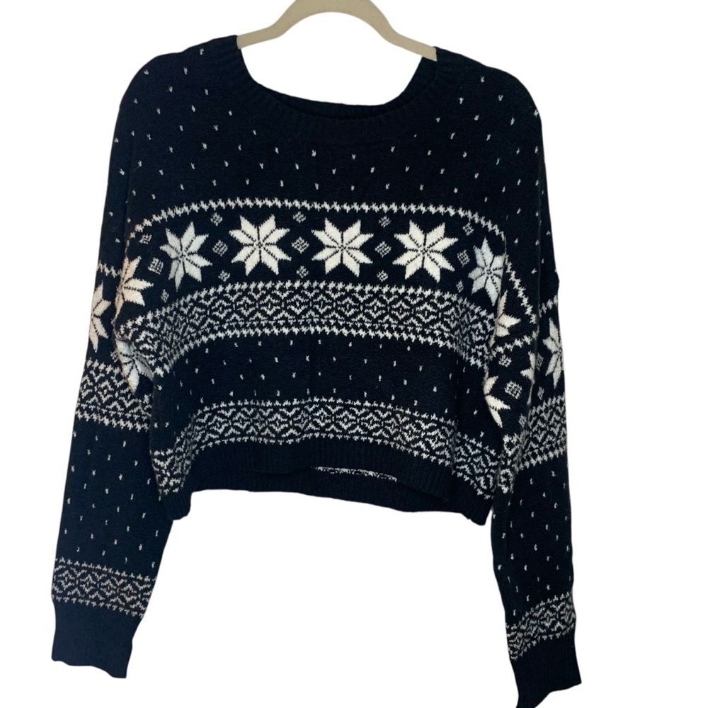 Black and White Snowflake SweaterXL Winter Ski Snowboard